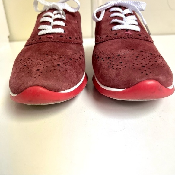 Cole Haan ZeroGrand Perforated Wingtip Oxford - Zinfandel Red Suede women’s 9B - Picture 6 of 9